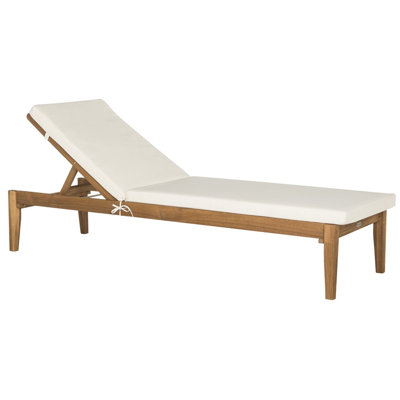 Arwen 23.6" Long Reclining Acacia Single Chaise with Cushion by Latitude Run