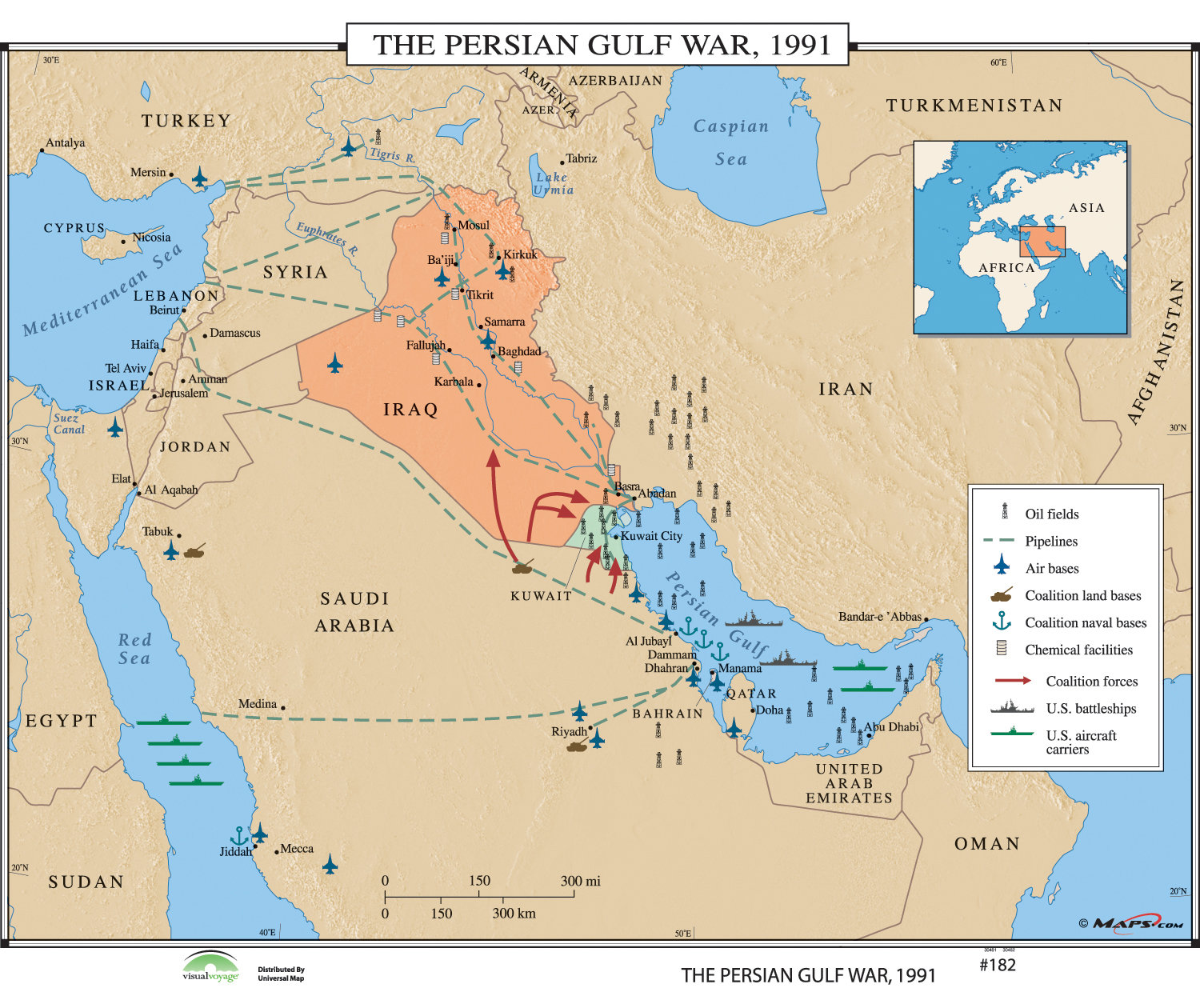 Map Of The Persian Gulf Universal Map World History Wall Maps - The Persian Gulf War 1991 | Wayfair