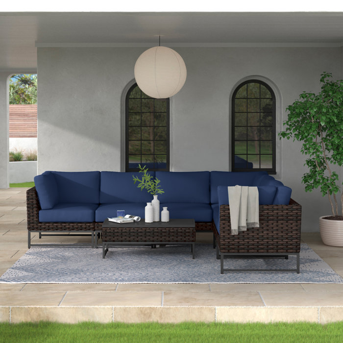 Joss and Main 7 Piece Sectional Seating Group with Cushions