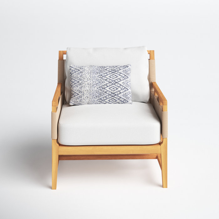 Joss and Main Nantes Teak Patio Chair with Cushions