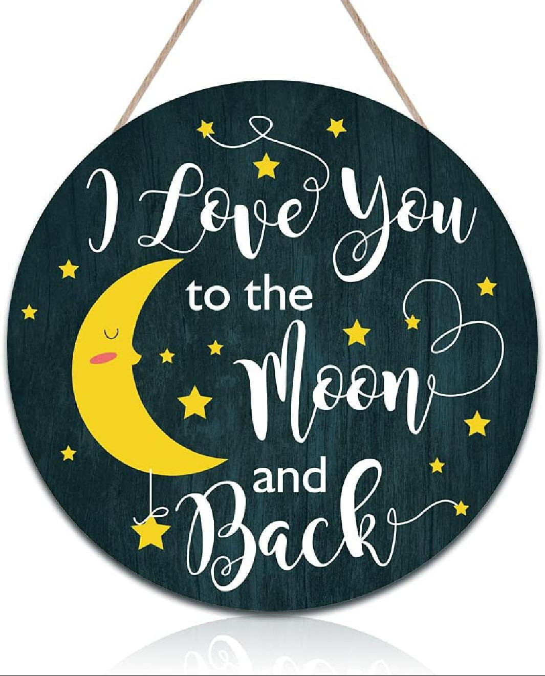 Wooden Round Hanging I Love you Fairy Much Plaque Sign Home Bedroom Decoration 