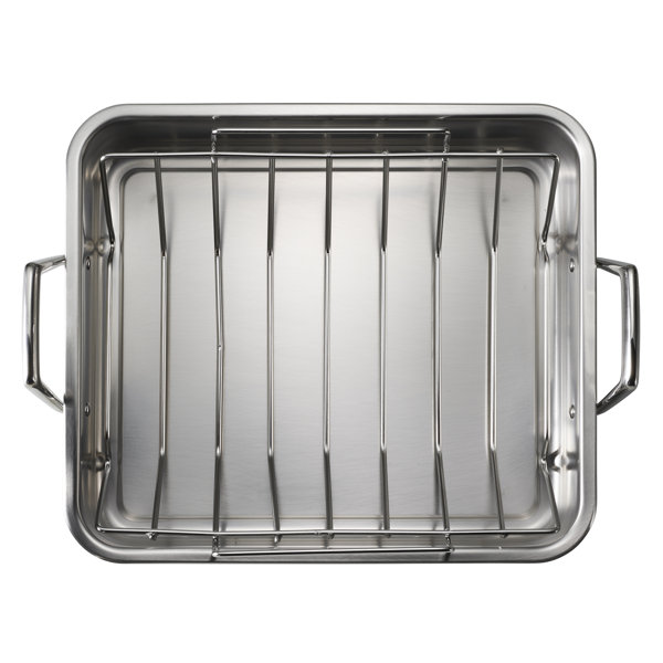 stainless steel roasting pan with rack