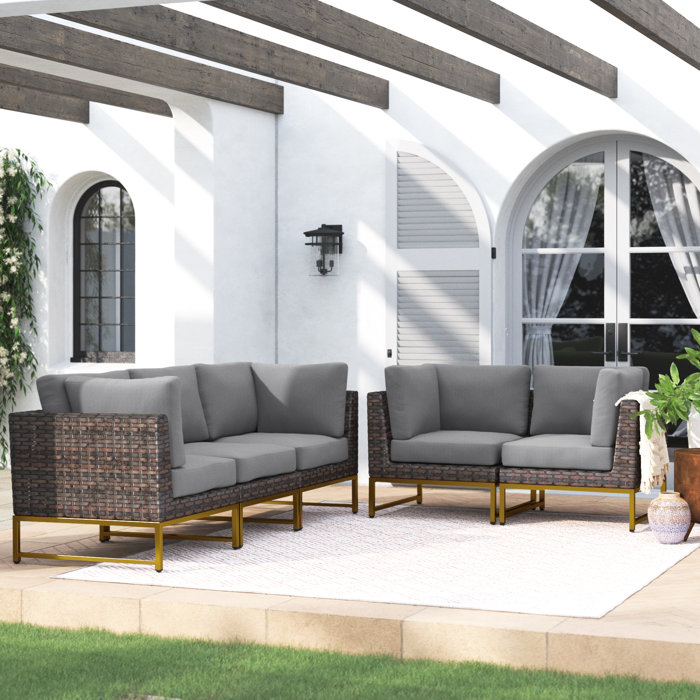 Joss and Main Nauvoo Outdoor Wicker Patio Sofa with Cushions