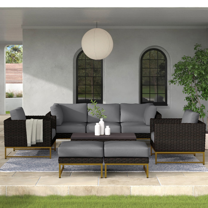 Joss and Main 8 Piece Rattan Sofa Seating Group with Cushions