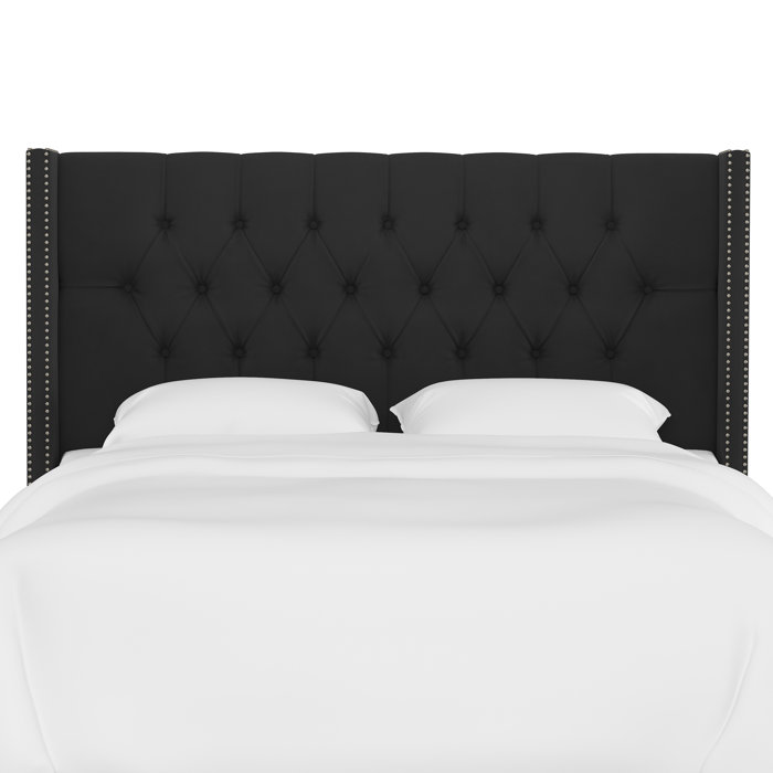 Joss and Main Rhett Velvet Upholstered Wingback Headboard