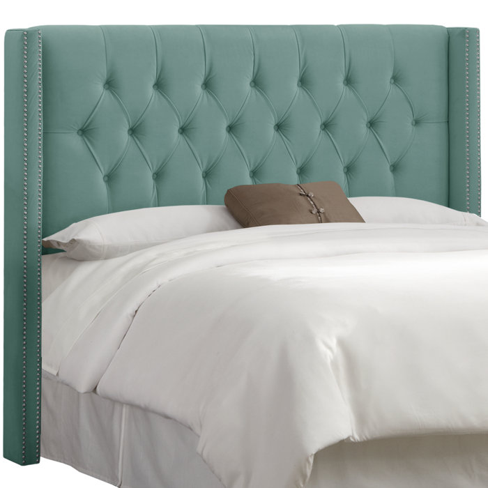 Joss and Main Rhett Velvet Upholstered Wingback Headboard