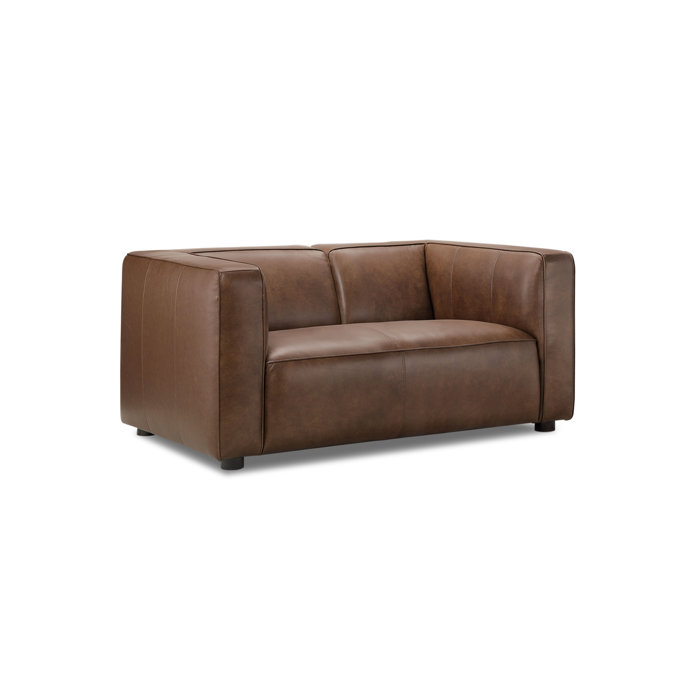 Joss and Main Sorrentino 71" Genuine Leather Tuxedo Arm Sofa