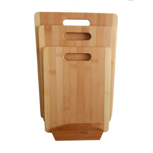 Timber Valley 3 Piece Bamboo Cutting Board Set with Stand