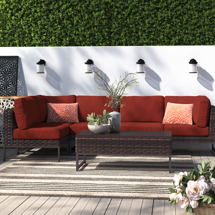 Joss and Main Nauvoo 6 Piece Rattan Sectional Seating Group