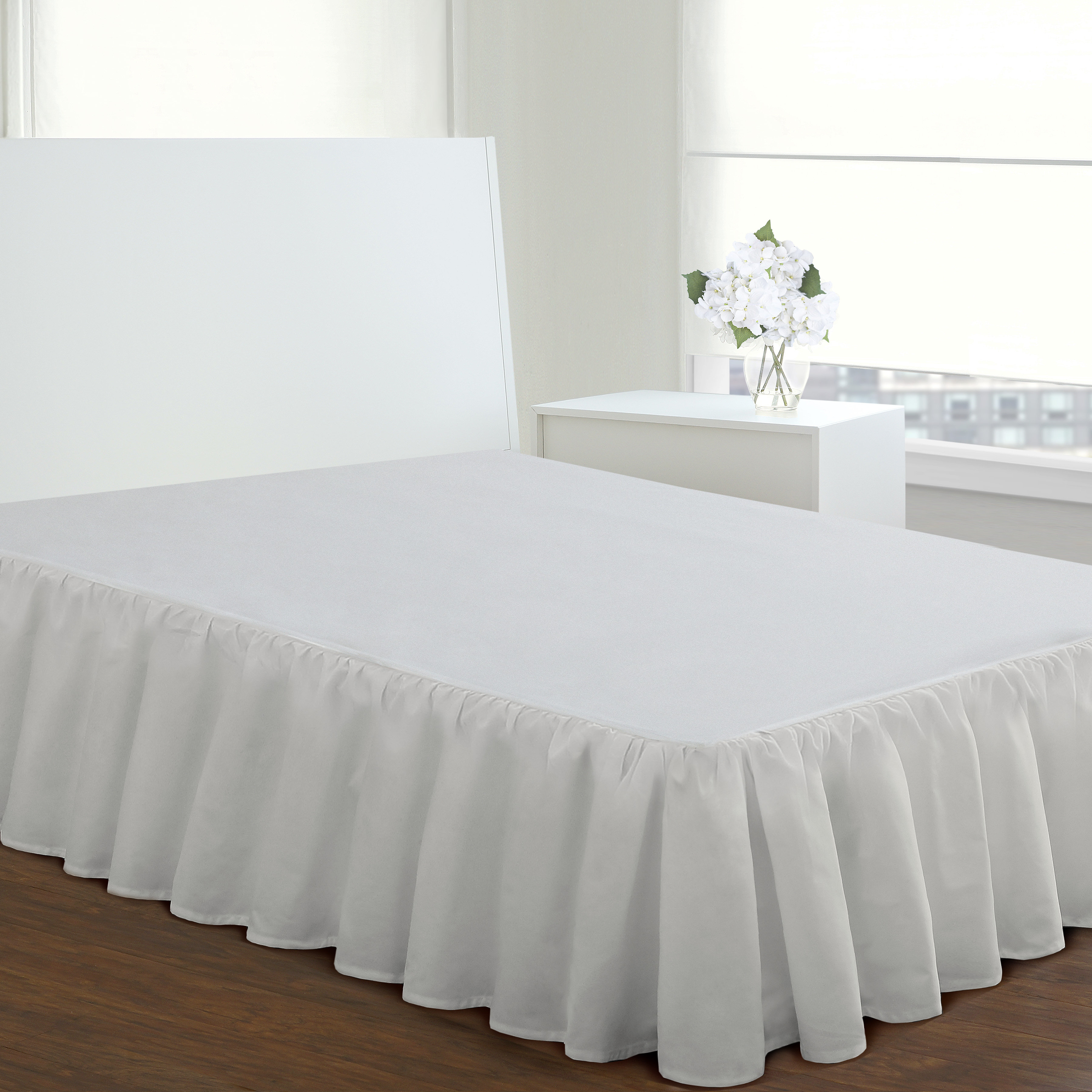 white cotton bed skirt queen