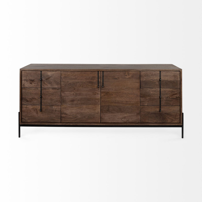Foundry Select Strine 71.5" Wide 6 Drawer Mango Wood Sideboard