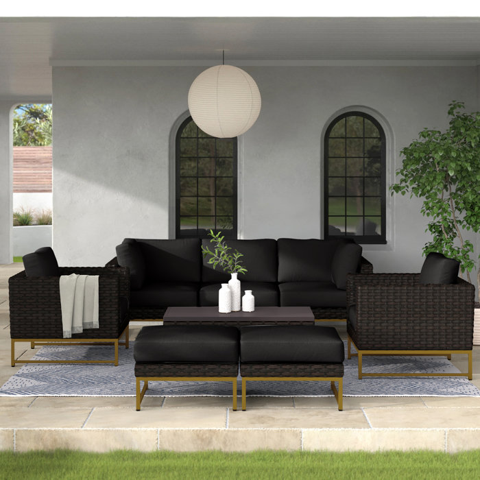Joss and Main 8 Piece Rattan Sofa Seating Group with Cushions