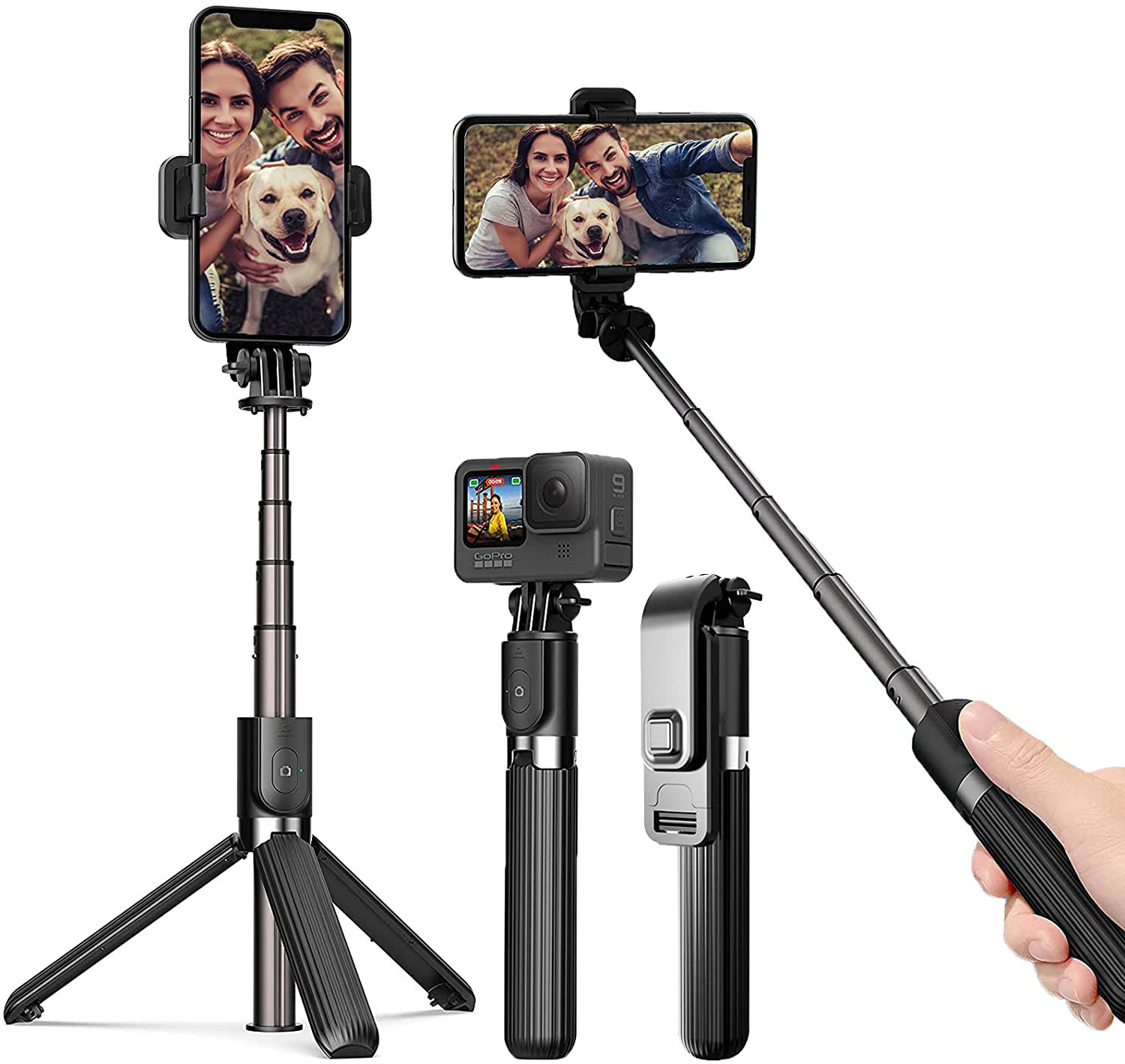Selfie stick,Multifunction Phone Tripod,Flexible Tripod with Wireless Remote Shutter Compatible with iPhone/Android Samsung,Mini Tripod Stand Holder for Camera GoPro/Mobile Cell Phone 