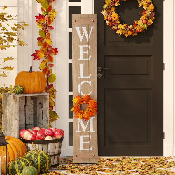 Decal Sticker for Tall Wood Sign Fall Porch Give Thanks Wreath Autumn Turkey Art