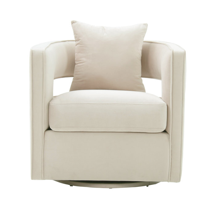 Joss and Main Fritz 76.96Cm Wide Velvet Swivel Barrel Chair
