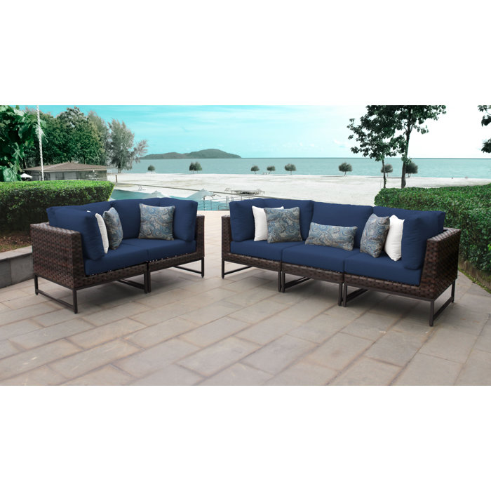 Joss and Main Nauvoo Outdoor Wicker Patio Sofa with Cushions