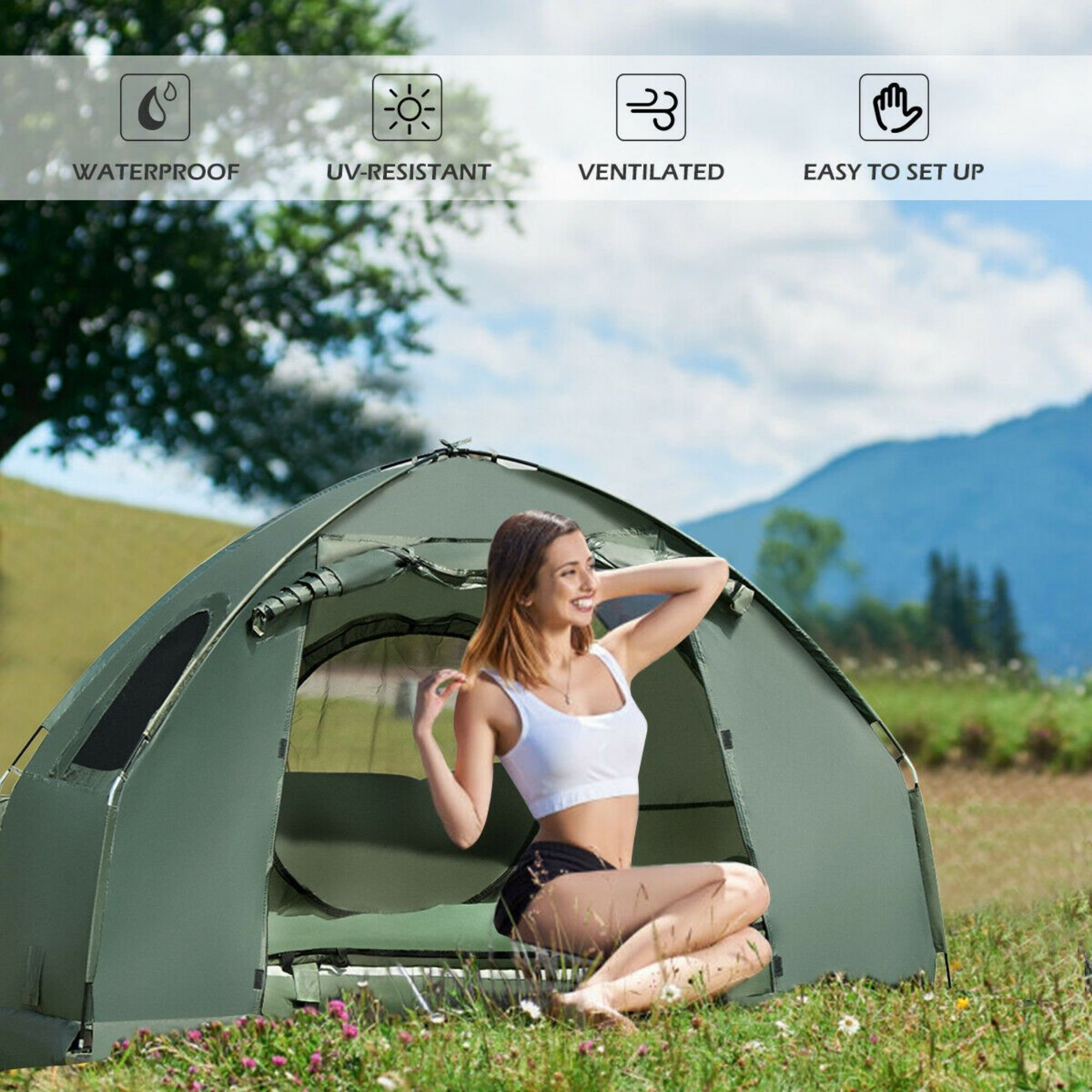 compact tent and sleeping bag