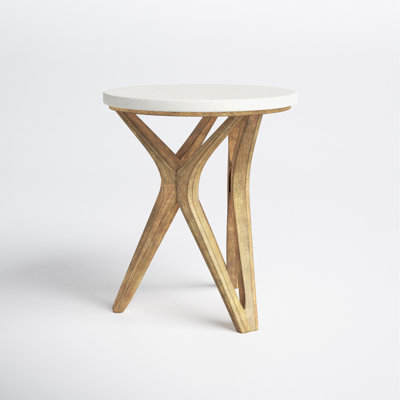 Yvonne Stone Cross Legs End Table by Joss and Main