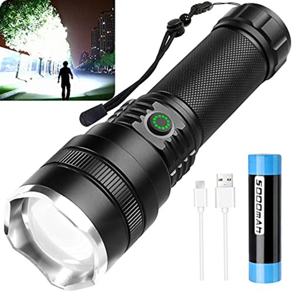 IP65 Waterproof Zoomable Torch Flashlight for Kids Camping Emergency Hiking 2 Pack Small Torches LED Super Bright with Clip and 4 Modes BUCASA LED Torch USB Rechargeable