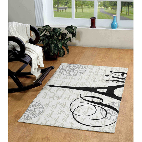 Non-Slip Floor Mats for Living Room Bedroom Nursery Decor Comfy Round Area Rug 6 Feet Soft Plush Runner Rugs Eiffel Tower Retro Flower Butterfly Stamp Romance France Non Fade Carpet Pad Rugs 