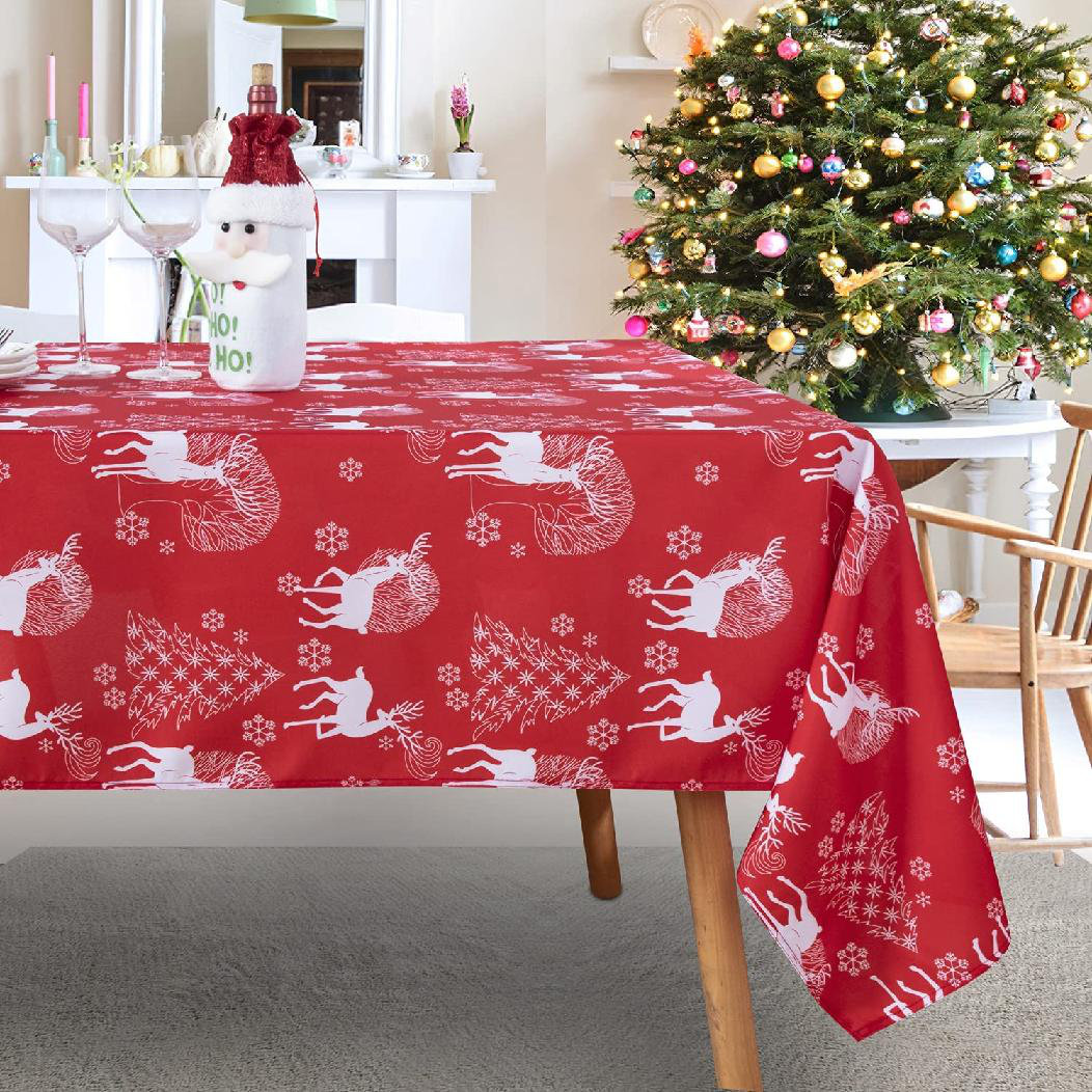 My Daily Square Tablecloth Colorful Reindeer Christmas Polyester Dinner Picnic Table Cover 54 x 54 inch 