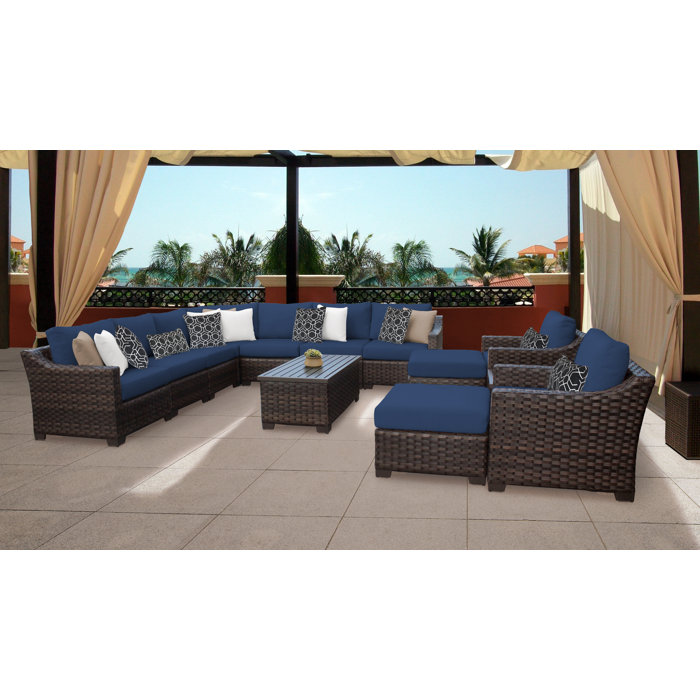 kathy ireland Homes and Gardens by TK Classics Wicker/Rattan 10 - Person Seating Group with Cushions