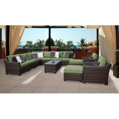 Wicker/Rattan 10 - Person Seating Group with Cushions by kathy ireland Homes and Gardens by TK Classics