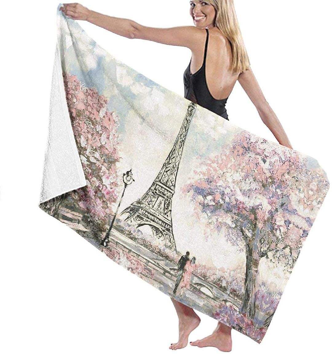 "I'd Rather be in Paris" w/Eiffel Tower & Striped Border 100% Cotton Dish Towel 