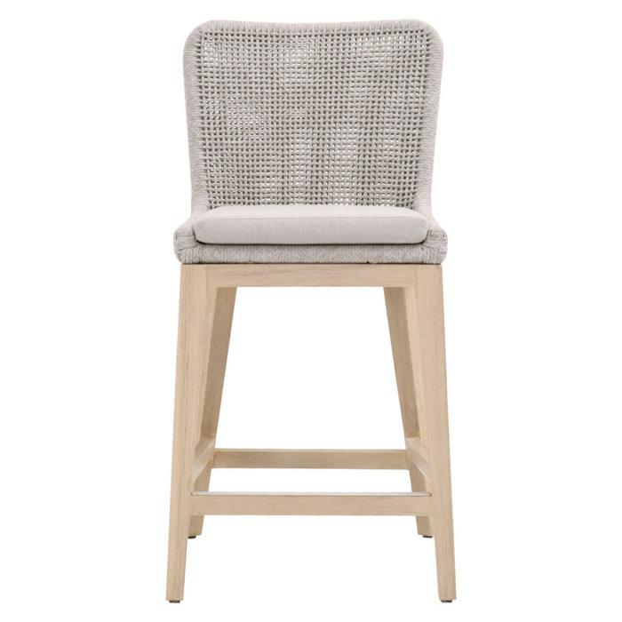 Joss and Main Kring Outdoor Teak Patio Bar Stool with Cushion