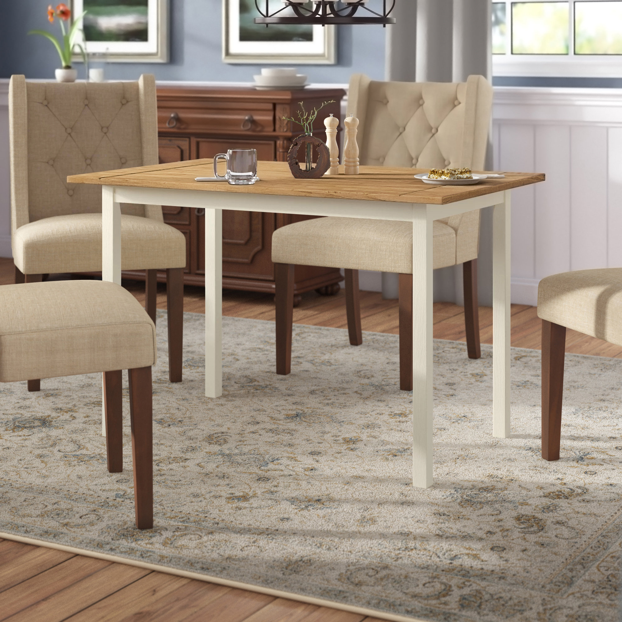 August Grove Reagan 45 Pine Solid Wood Dining Table Reviews Wayfair