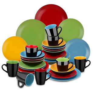 multi colored dinnerware sets