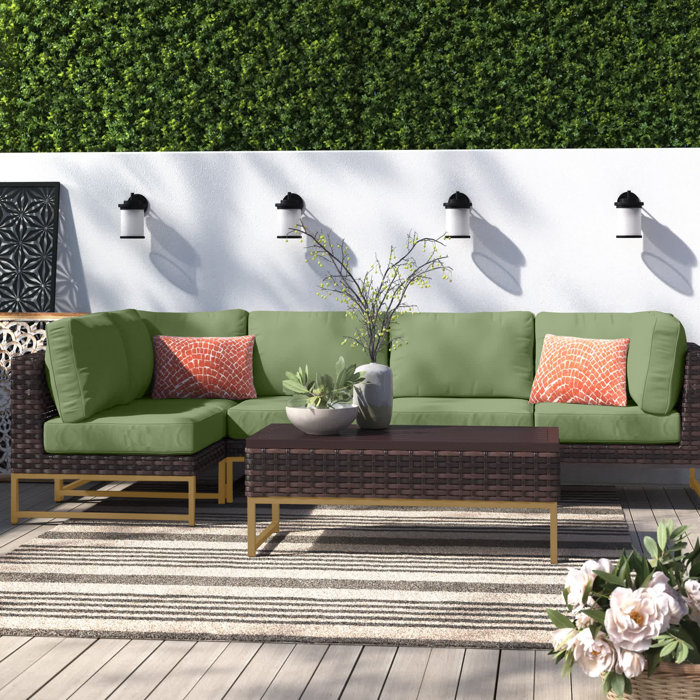 Joss and Main Nauvoo 6 Piece Rattan Sectional Seating Group