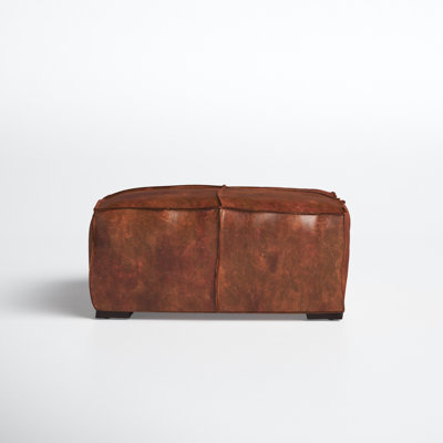 Fran 37" Genuine Leather Square Standard Ottoman by Joss and Main