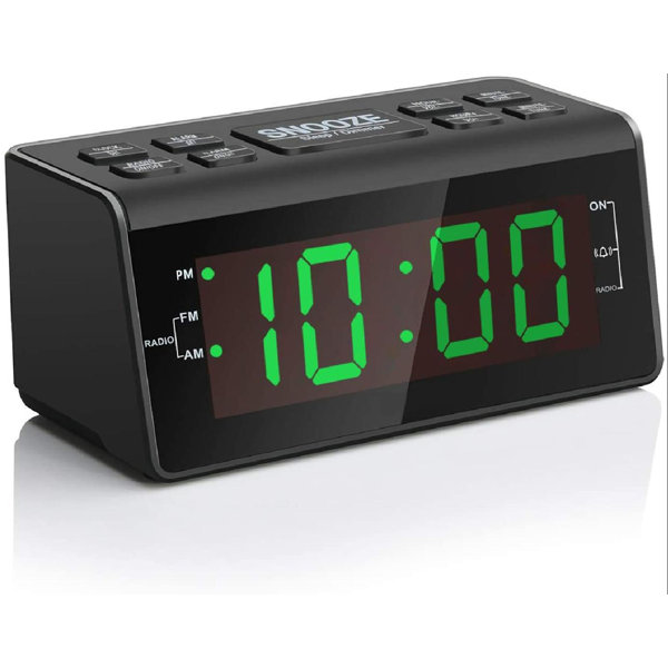 LED Large Screen Bedside Alarm Clock Digital Clock White Frame White Light 