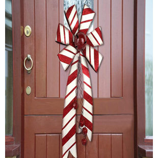23/" Rustic Bow With Red Bells Christmas Door Hanger Jingle Bells Decoration
