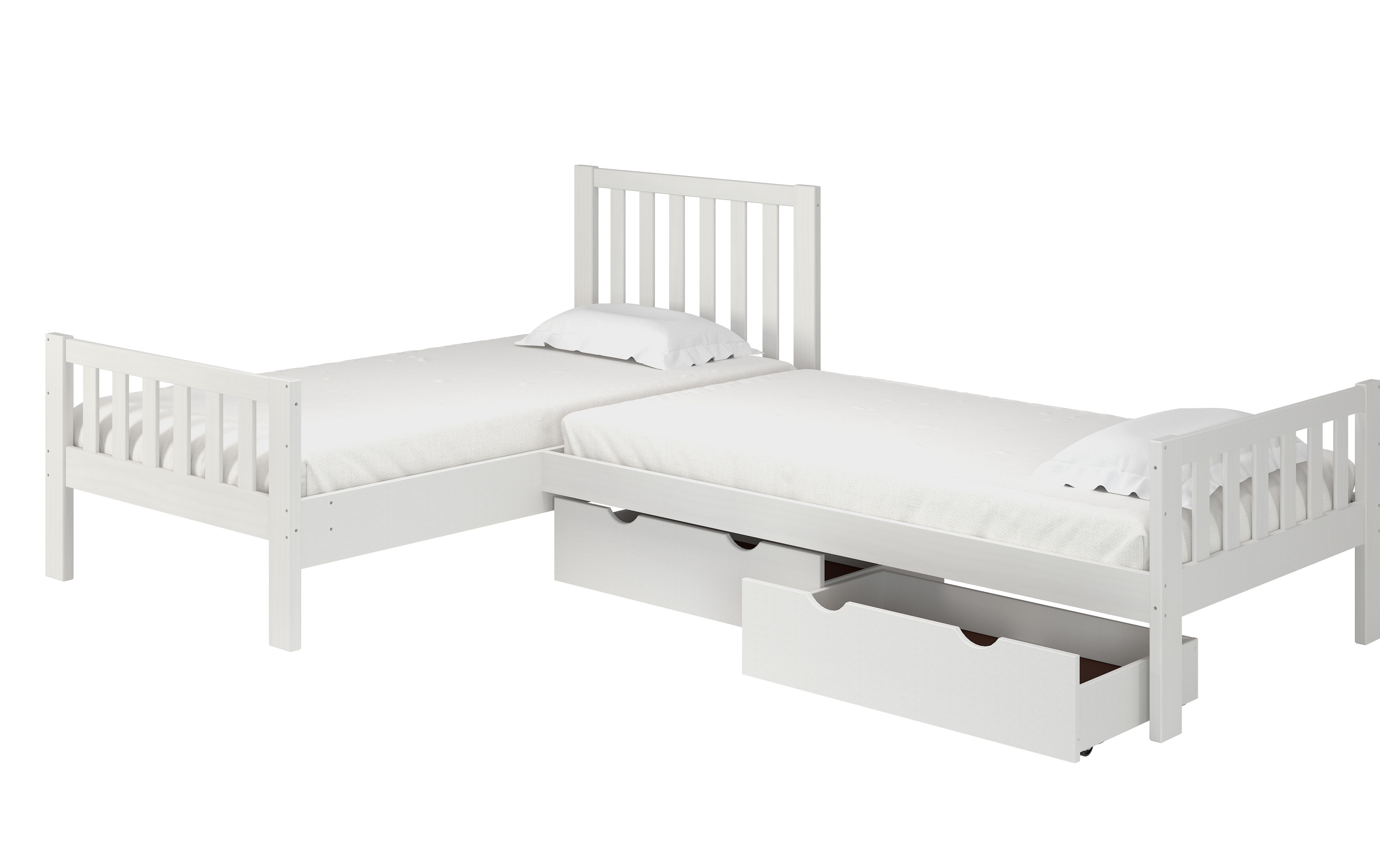 platform l shaped twin beds