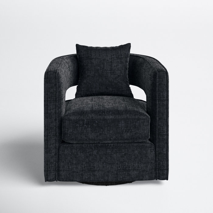 Joss and Main Fritz 76.96Cm Wide Velvet Swivel Barrel Chair
