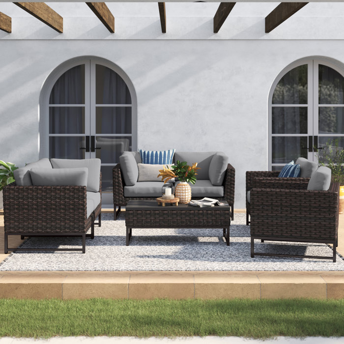 Joss and Main 7 Piece Sectional Seating Group with Cushions