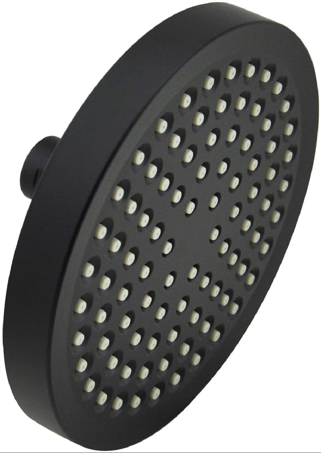 Solid Brass Shower Head with 6 Inch Shower Arm and Flange High Pressure Heavy Duty Matte Black 