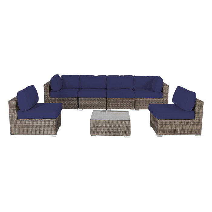 Joss and Main Conner 4 Piece Rattan Sunbrella Sofa Seating Group with Cushions