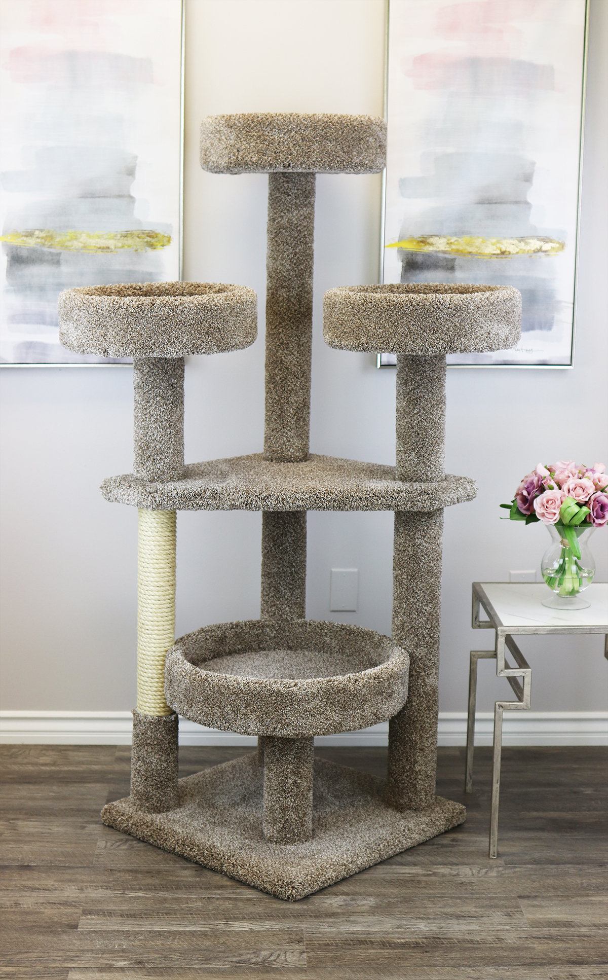cat tower gray