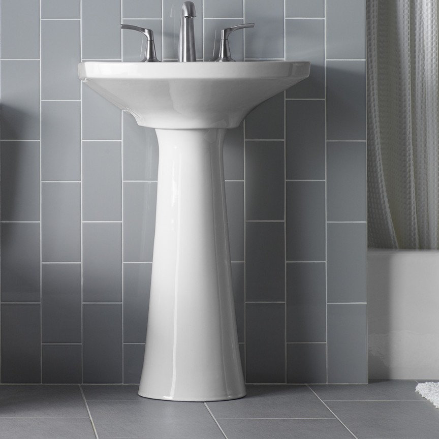 K-2362-1-0,4-95,4-0 Kohler Cimarron 26.81&quot; Vitreous China U-Shape Pedestal  Bathroom Sink with Overflow &amp; Reviews | Wayfair