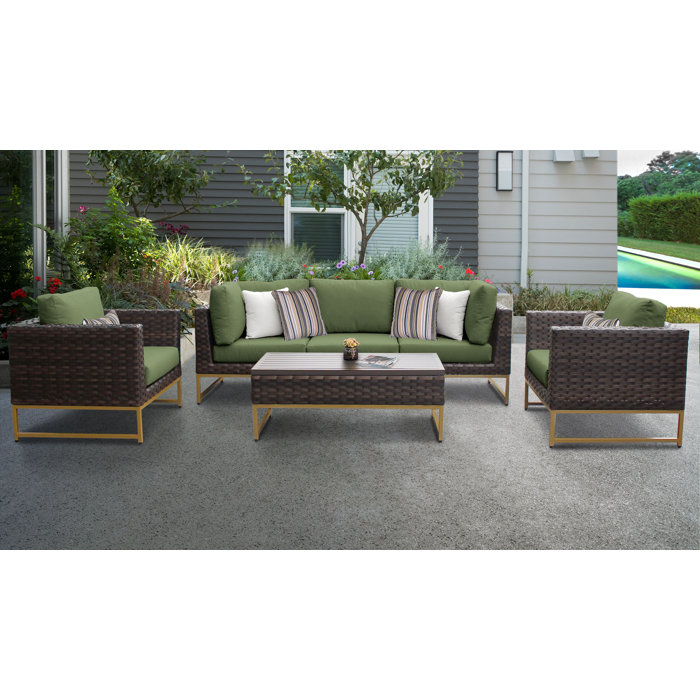 Joss and Main Nauvoo 6 Piece Rattan Sofa Seating Group with Cushions