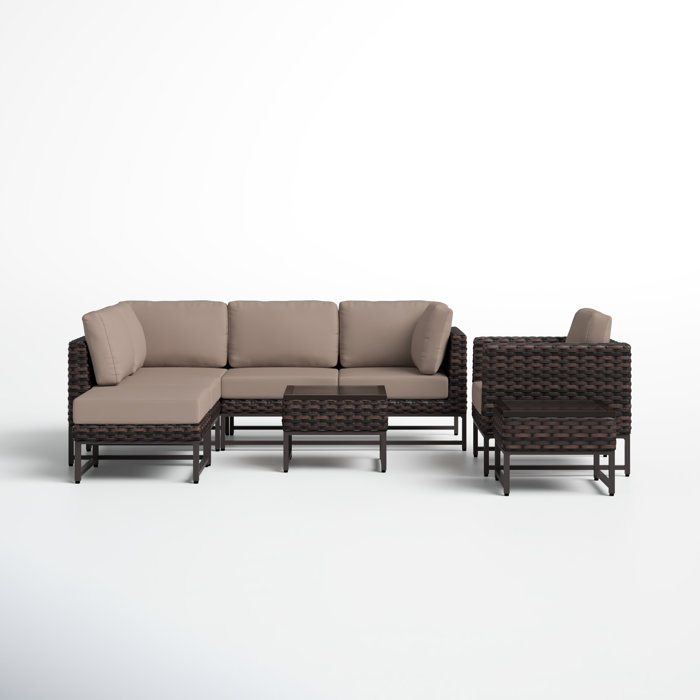 Joss and Main 8 Piece Sectional Seating Group with Cushions