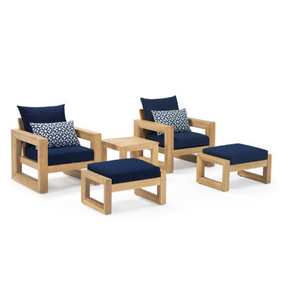 Pliner 5 Piece Sunbrella Multiple Chairs Seating Group with Sunbrella Cushions by Beachcrest Home