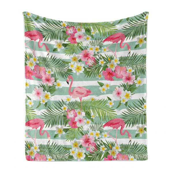 Fleece Blanket Home Decor Tropical Flower Palm Leaf Ultra-Soft Micro Lightweight Throw Blanket for Living Couch Bed Room 
