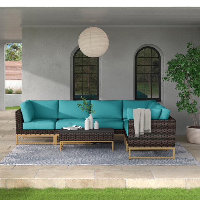 Joss and Main 7 Piece Sectional Seating Group with Cushions