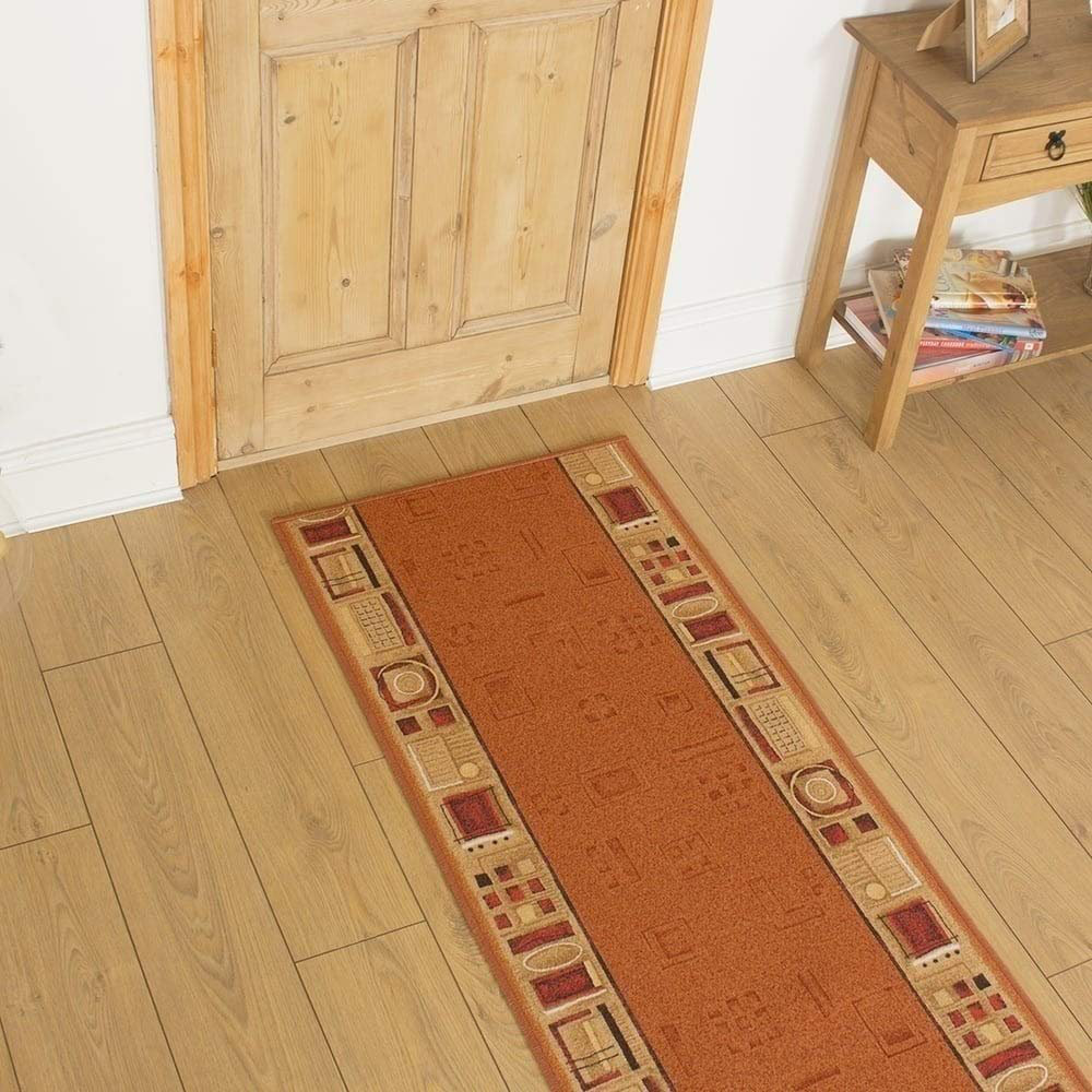 Barberton Looped/Hooked Terracotta Hallway Runner Rug