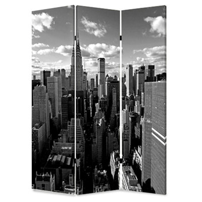 Fauina New York Skyline Canvas and Wood 3 Panel Room Divider