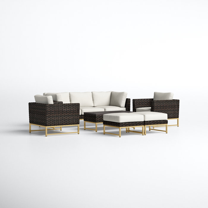 Joss and Main 8 Piece Rattan Sofa Seating Group with Cushions